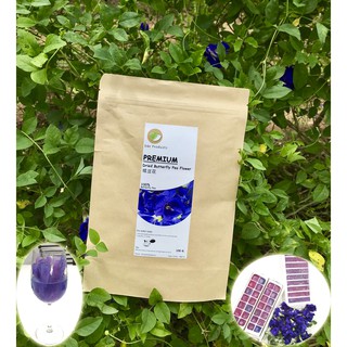 ดารโปรดักส์ ดอกอัญชันแห้งออร์แกนิค 100กรัม ชาสมุนไพรอัญชัน  l Pure Dried Butterfly Pea Flower Herbal Blue Tea