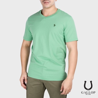 GALLOP : เสื้อยืดคอวีแขนสั้น BASIC -T-SHIRT (V-necked) GNP9001 สีเขียวมิ้นท์