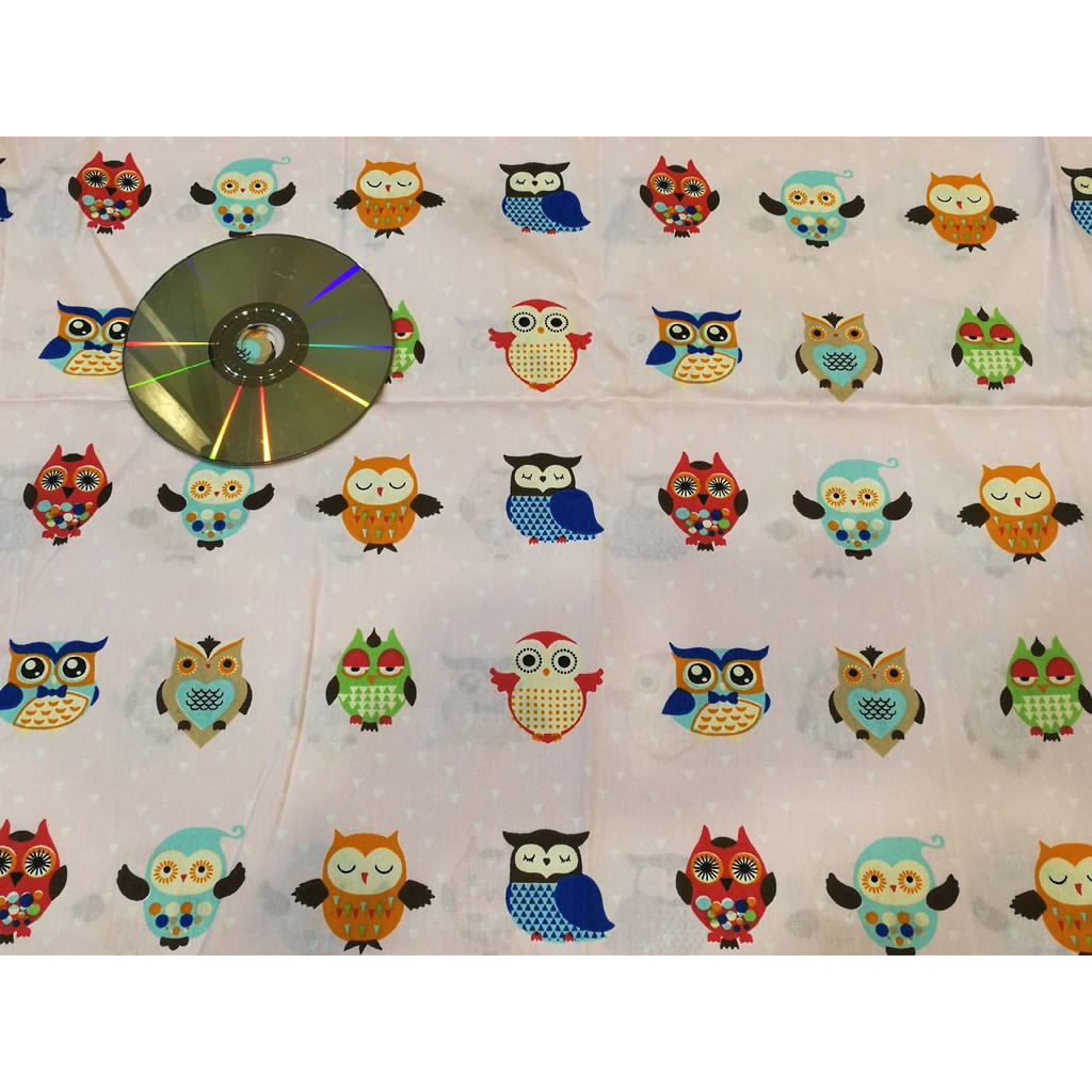 ผ้าฝ้าย 100% OWL OWLS HOOTABLE PINKY 18" x 62" / 45 ซม. x 157 ซม. 1/2y