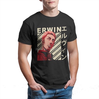 เสื้อยืด พิมพ์ลายอนิเมะ Attack On Titan Erwin Smith สไตล์วินเทจ ฮาราจูกุ สําหรับผู้ชายสามารถปรับแต่งได้