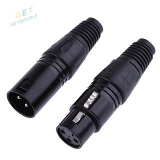 Getdouble แจ็คตัวเมีย XLR 3 Pin ปลั๊กตัวผู้ เชื่อมต่อไมโครโฟน 1 คู่