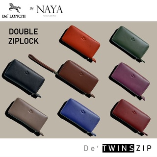 กระเป๋าสตางค์หนังวัวแท้ ซิบรอบคู่ รุ่น DeTwinszip lock Collection by NAYA หนังดรัมดราย หนังนุ่ม ทนทาน ซิบลื่นมาก