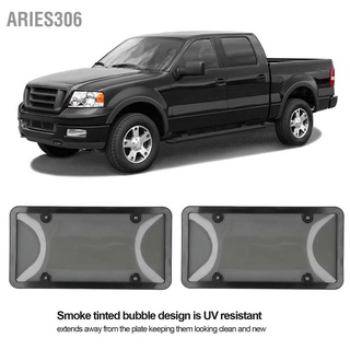 Aries306 License Plate Frame Cover Set Standard Fit Smoky UV Resistant Protector Exterior for Car Truck