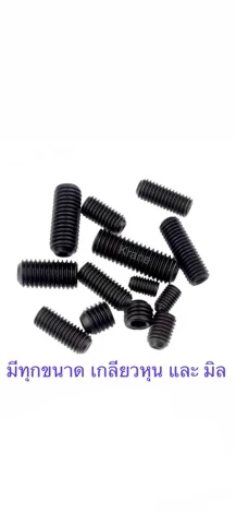 สกรูตัวหนอน ดำ เหล็กแข็ง M8 เกลียว 1.25 ยาว 8 - 50 มิล