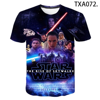 ใหม่ เสื้อยืดลําลอง แขนสั้น พิมพ์ลาย Star Wars The Rise of Skywalker 3D แฟชั่นฤดูร้อน สําหรับเด็กผู้ชาย ผู้หญิง