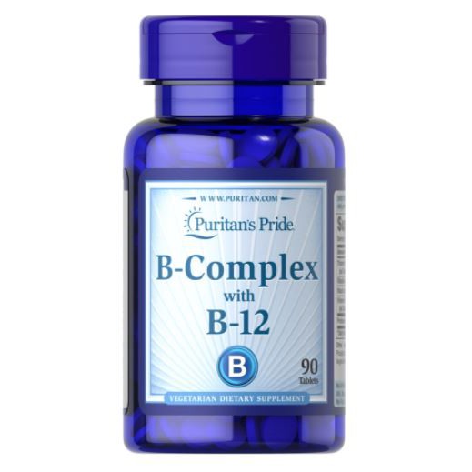 Vitamin B-Complex and Vitamin B-12 [ 90 เม็ด ] Puritan's Pride b12