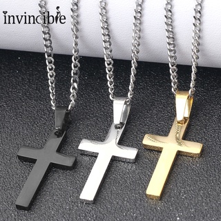 3 Colors Fashion Simple Stainless Steel Cross Pendant Necklace/ Men Classic Hip Hop Geometry Dangle Choker Jewelry