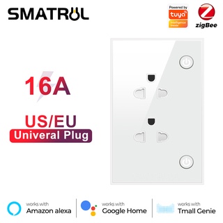 Smatrul อะแดปเตอร์ปลั๊กไฟอัจฉริยะ 16A Tuya Zigbee US EU 110V 240V สําหรับ Google Home Alexa