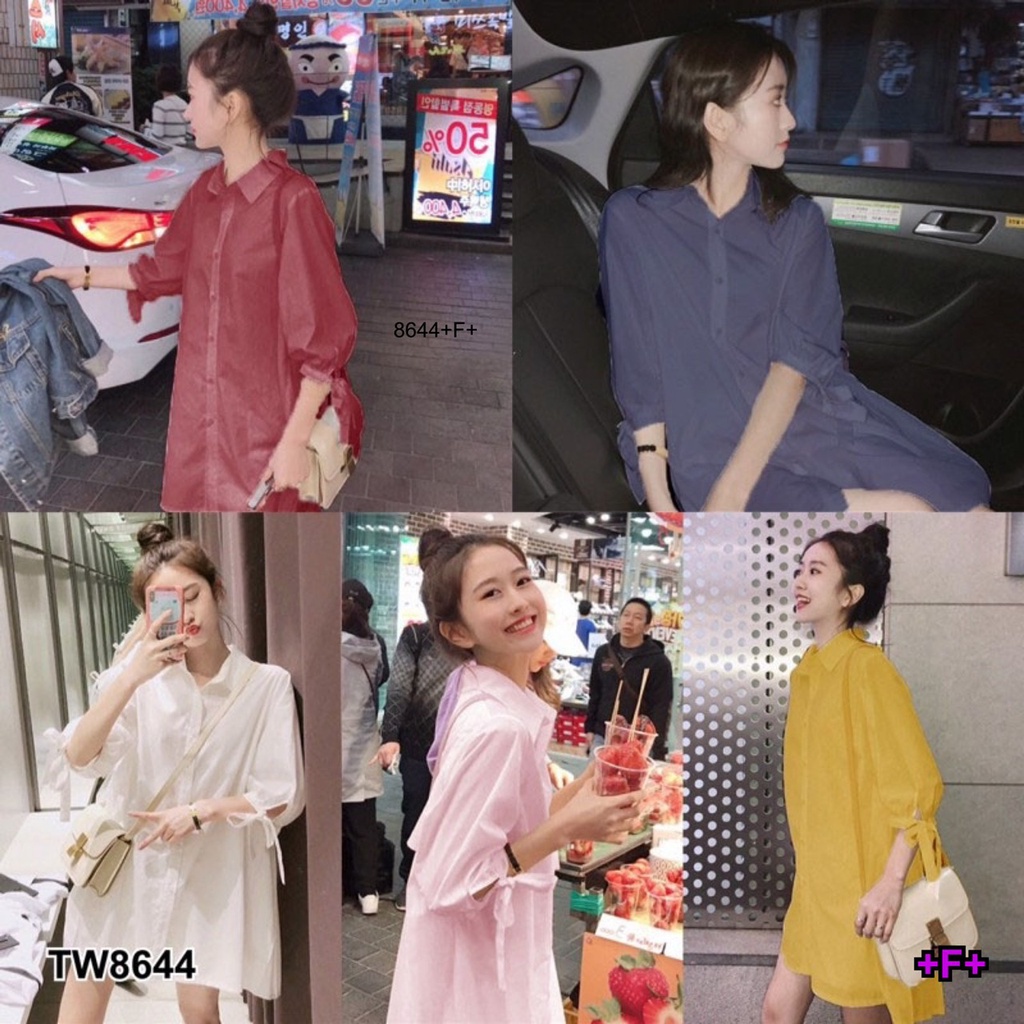 TwinsShopVip💗พร้อมส่ง TW8644 เดรสเชิ้ต จีบหลัง