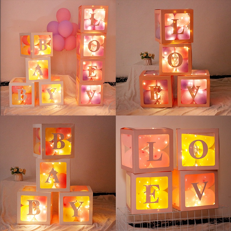 กล่องลูกโป่งใส ลายตัวอักษร A-Z ขนาด 30x30 ซม. เหมาะกับของขวัญวันเกิด งานแต่งงาน สําหรับเด็ก