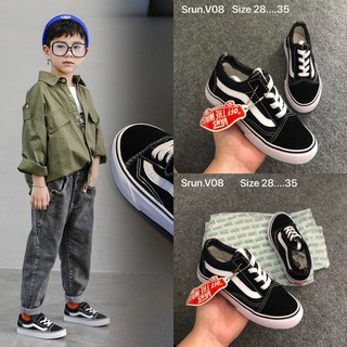 รองเท้าผ้าใบเด็กแวนโอลสคูล Vans slip on Kids [ไซส์25-35] รองเท้าผ้าใบเด็ก รองเท้าเด็กชาย​หญิง