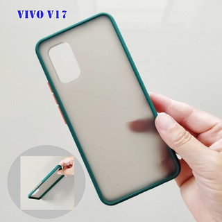 case vivo v17 เคสซิลิโคนหลังแข็งสีขุ่น ขอบเคสนิ่มสีเขียว