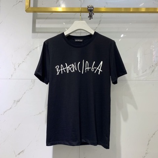 Balenc1aga เสื้อยืดคอกลม แขนสั้น ผ้าฝ้าย พิมพ์ลายโลโก้ตัวอักษร T medaka แฟชั่นฤดูร้อน สําหรับผู้ชาย