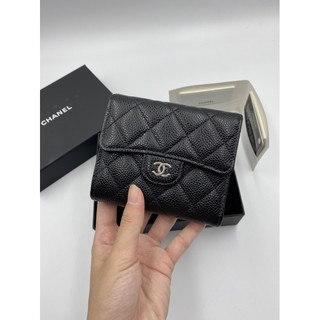 Kept unused Chanel trifold wallet caviar HL29 shw