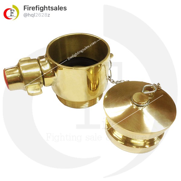 ข้อต่อสวมเร็วหัวจ่ายน้ำดับเพลิง (NPT) เกลียวอเมริกัน +ฝาปิดพร้อมโซ่ชนิดทองเหลือง 2.5" / ข้อต่อสวมเร็