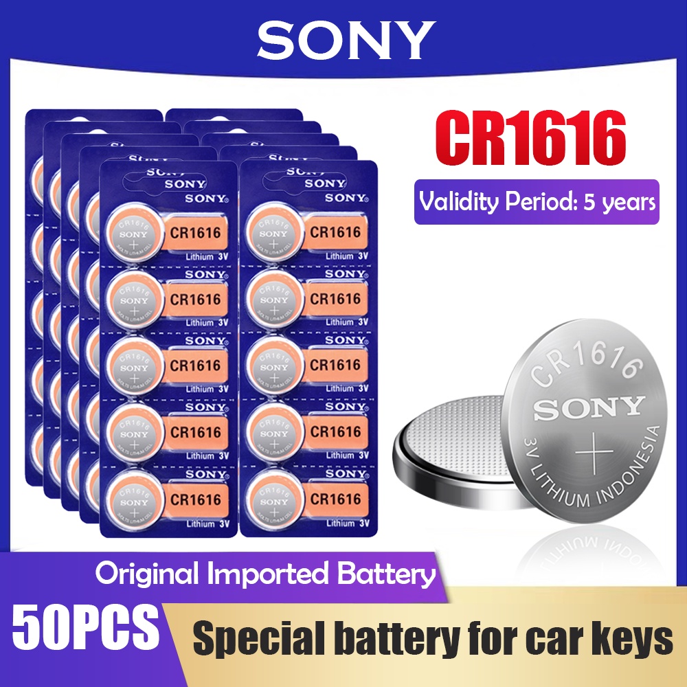 50pcs/lot Sony CR1616 CR 1616 Button Cell Battery For Car Remote Key Watch Electronic Scale Toy Pedo