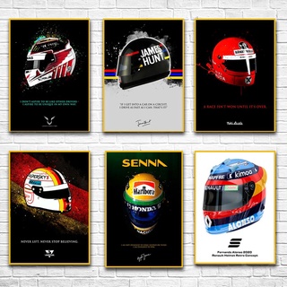 F1 โปสเตอร์หมวกกันน็อค ลายกราฟฟิตี้ 1 World Champion สําหรับตกแต่งผนังห้อง