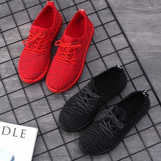 รองเท้าผ้าใบผู้หญิงพิมพ์ลายสีแดง Size36-40