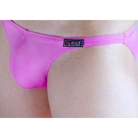 กางเกงในชาย สีชมพูสด Bikini Spandex นุ่ม เบา สบาย