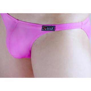 กางเกงในชาย สีชมพูสด Bikini Spandex นุ่ม เบา สบาย