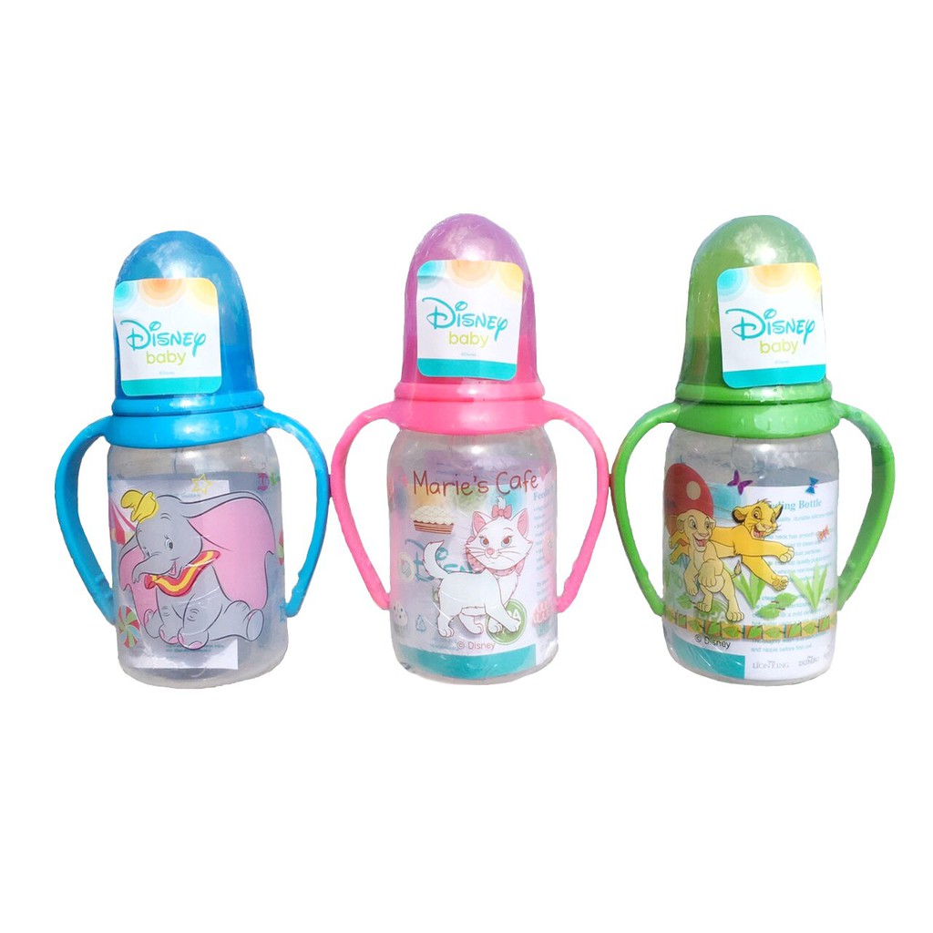 Disney ขวดนมทรงกระบอก 4 Oz. แขนจับ (6 ขวด / คละสี)