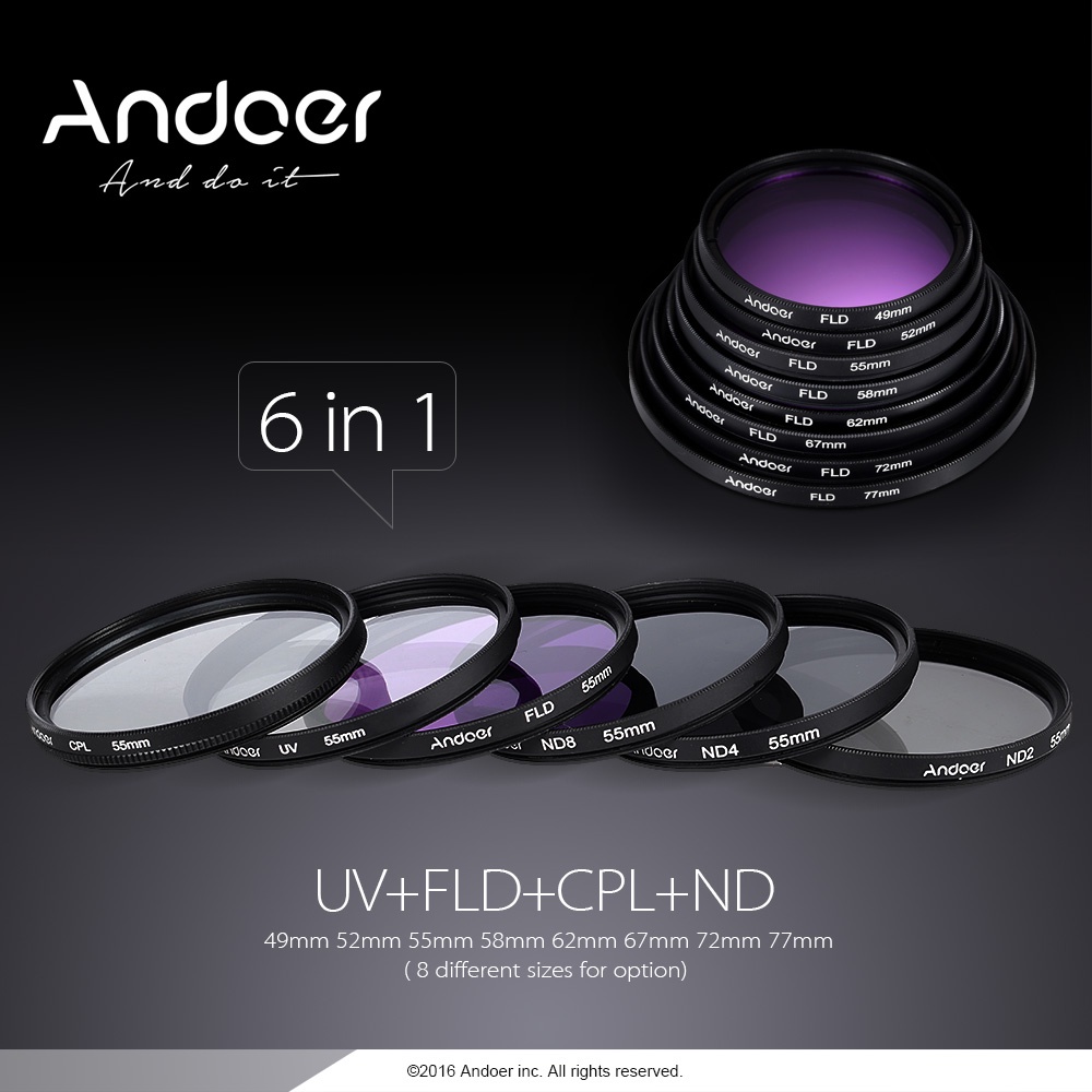 Andoer 52mm UVCPLFLDND Lens Filters Kit for Camera with Photography ...