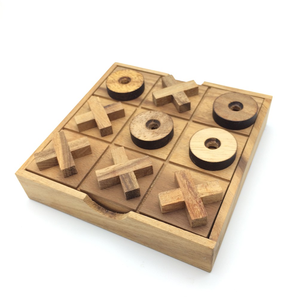 Ama-Wood ของเล่นไม้ โอเอ็กกล่อง (กระดาน) Tic-Tac-Toe 2D