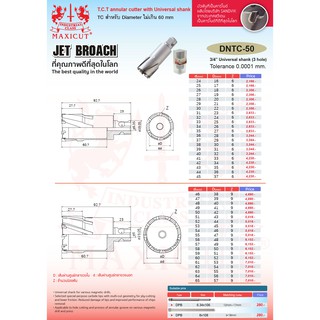 ดอกเจาะคาร์ไบด์ DNTC-50 MAXICUT ขนาด 46-65mm