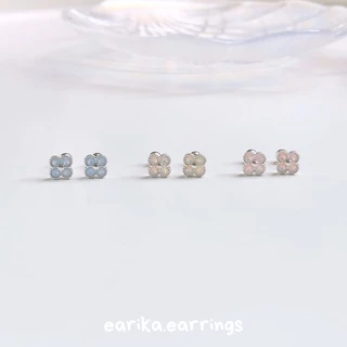 earika.earrings - opal clover piercing จิวหูเงินแท้จี้ดอกโคลเวอร์โอปอล (มีให้เลือก 3 สี) เหมาะสำหรับคนแพ้ง
