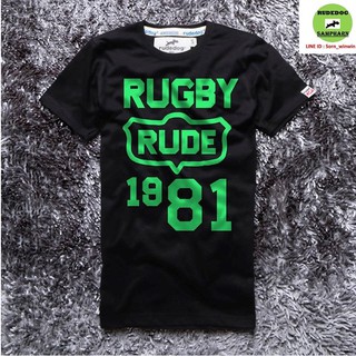 rudedog เสื้อคอกลม ชาย หญิง  รุ่น rugby สีดำ