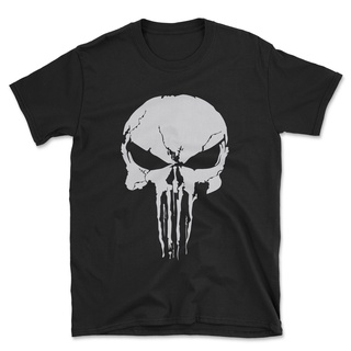 เสื้อยืดครอปเสื้อยืด พิมพ์ลายหัวกะโหลก Punisher Skull Punisher สําหรับผู้ชายS-5XL