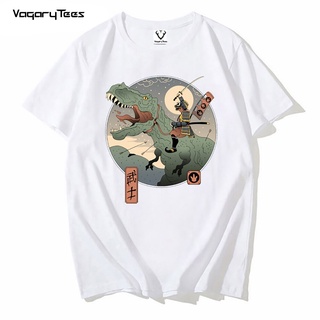 คอตต้อนคอกลมเสื้อยืดแขนสั้นลําลอง คอกลม พิมพ์ลาย Jurassic Samurai แฟชั่นฤดูร้อน สไตล์ญี่ปุ่น สําหรับผู้ชาย และผู้หญิงS-5