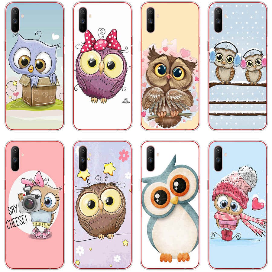 OPPO realme c3 a1k a37 neo 9 F1 A35 F9 pro Case TPU Soft Silicon Protecitve Shell Phone casing Cover Cute Owl Hearts Lover