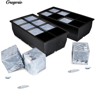 Gregorio Black 8 Big Cube ยักษ์จัมโบ้ซิลิโคนขนาดใหญ่น้ำแข็ง Cube สี่เหลี่ยมถาดแม่พิมพ์ Mold