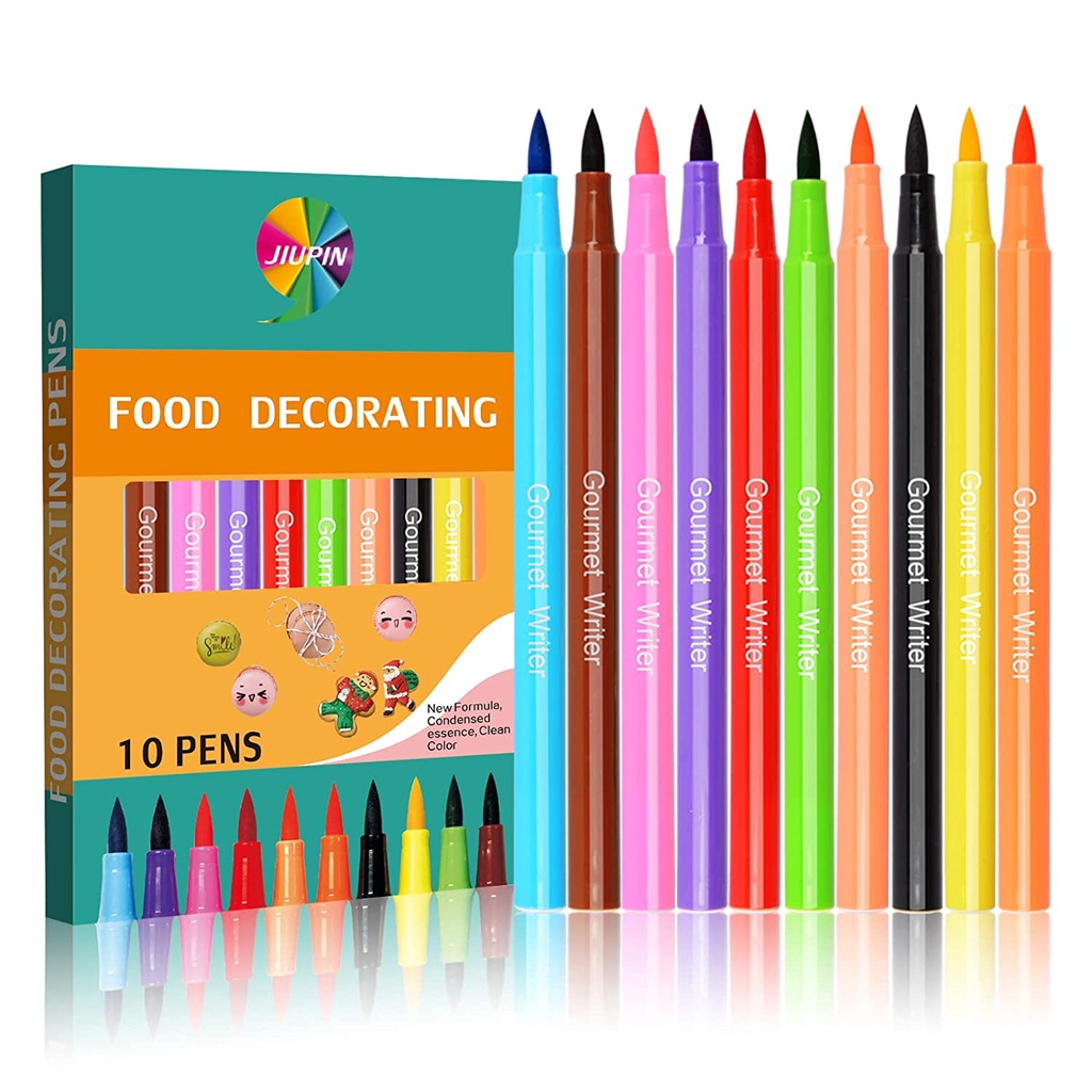 10 สี กินได้ เม็ดสี ปากกา แปรงระบายสีอาหาร ปากกาวาดภาพ บิสกิต ฟองดองท์ เครื่องมือตกแต่งเค้ก DIY เครื่องมือวาดภาพ