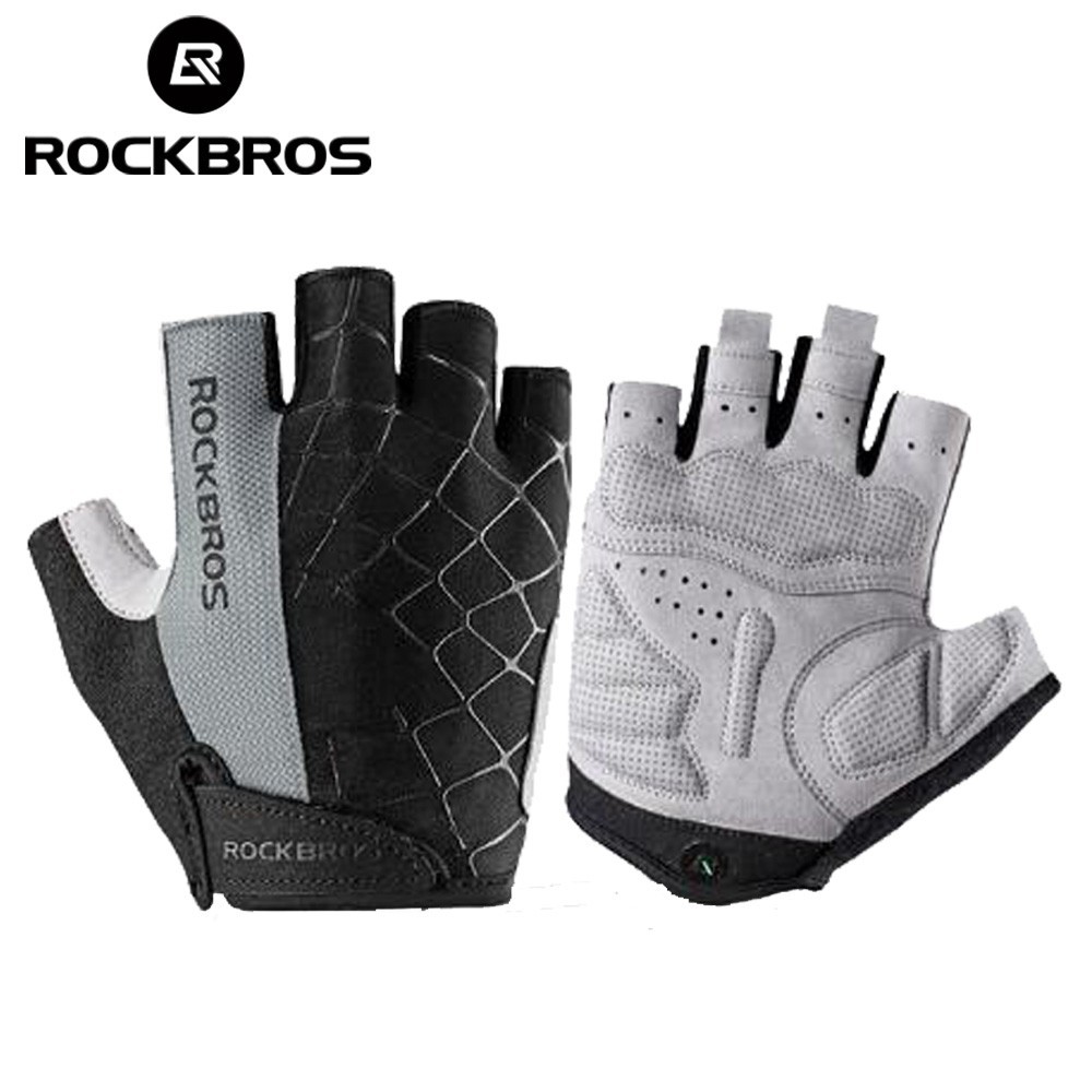 【TH Delivery】ROCKBROS Half Finger Gloves Shockproof Breathable MTB