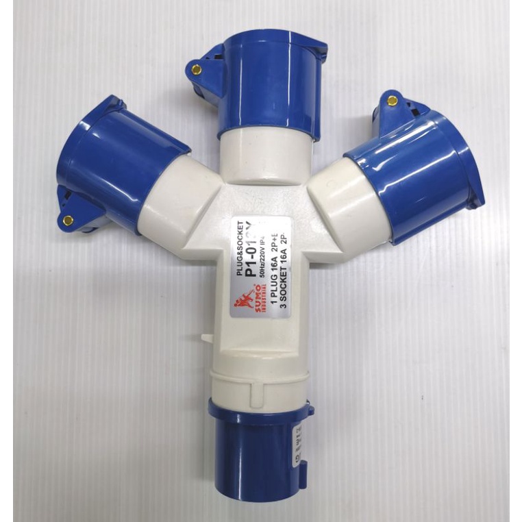 SUMO​ P1-013Y ปลั๊กและเต้ารับ​ 2​ สาย​ 3​ ขา​ 16V 2P+E​ 50Hz/220V​ ปลั๊กพาวเวอร์​3ทาง​