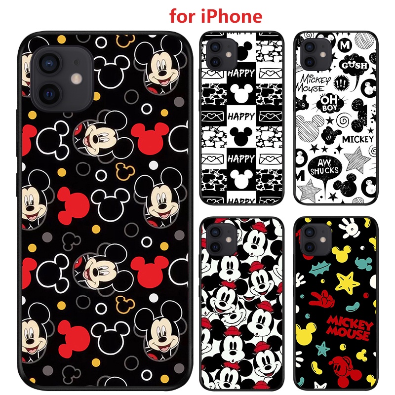 เคส IPhone 11 12 13 6 6S 7 8 Plus XR X XS Pro MAX mini SE โทรศัพท์มือถือ TPU แบบนิ่ม ลายการ์ตูนมิกกี้ มินนี่ สําหรับ