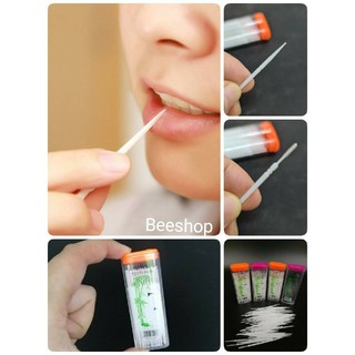 PORTABLE TOOTHPICK ไม้จิ้มฟัน พร้อมไหมขัดฟันในตัว 1 ชุด บรรจุ 200 ชิ้น