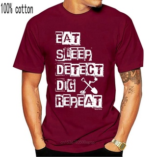 เสื้อยืดสีขาวเสื้อยืดแขนสั้น พิมพ์ลาย Eat Sleep DETECT Dig Repeat สไตล์ฮาราจูกุ สําหรับผู้ชาย และผู้หญิงS-4XL