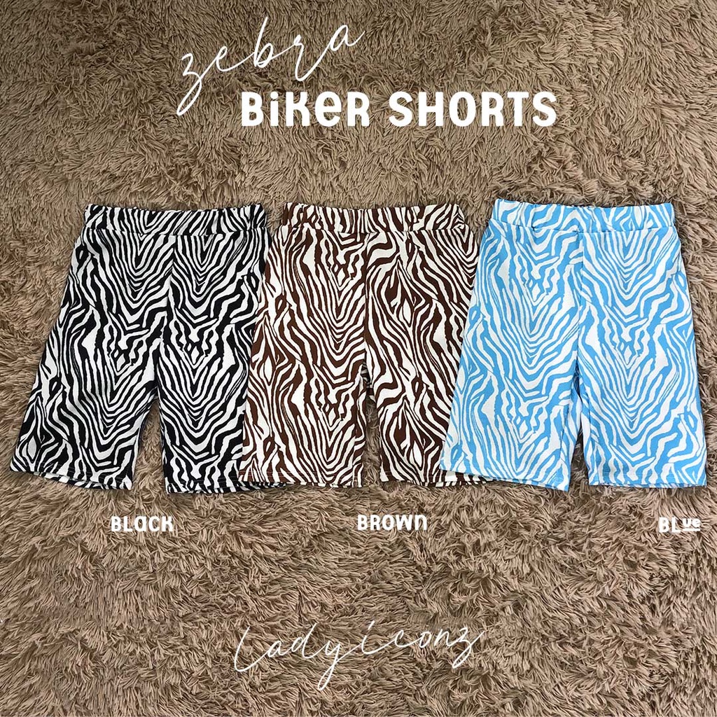Ladyiconz - Zebra Biker Shorts กางเกง ขาสามส่วน ลายม้าลาย