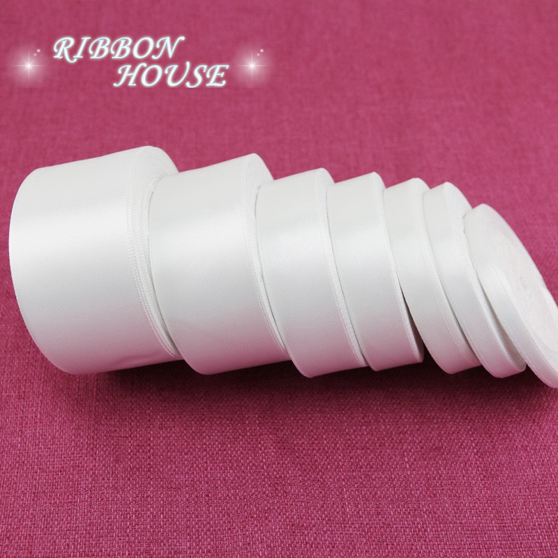 ริบบิ้นผ้าซาติน สีขาว สําหรับตกแต่ง