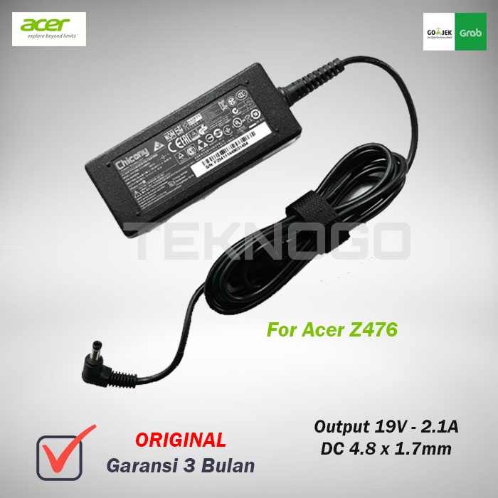 อะแดปเตอร์ชาร์จ Acer Z476 Series 19V 2.1A Chicony 4.8 x 1.7 มม. ของแท้