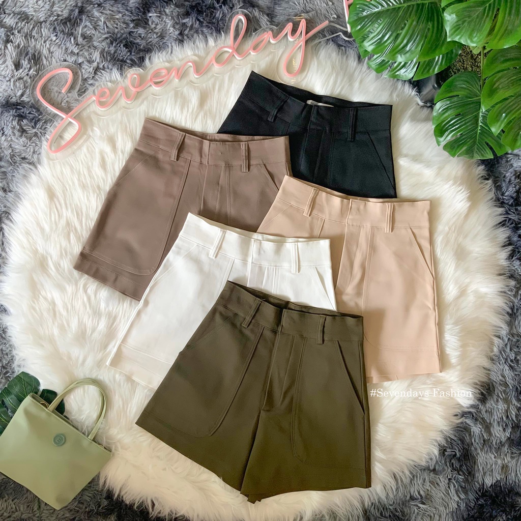 New Shorts #22 กางเกง เกางเกงขาสั้นผู้หญิง กางเกงขาสั้นทรงเอวสูงกระเป๋ายาว ผ้าดับเบิ้ลยืด นุ่มมือ ใส่แล้วเก็บทรงดีมาก