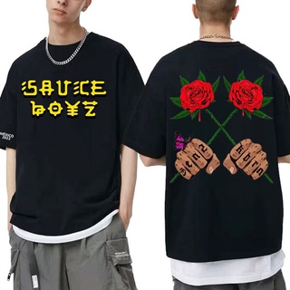 ผ้าฝ้ายแท้เสื้อยืด พิมพ์ลายกราฟฟิค American Rapper Eladio Carrion Sauce Boyz Music สไตล์ฮิปฮอป สําหรับผู้ชาย และผู้หญิงS