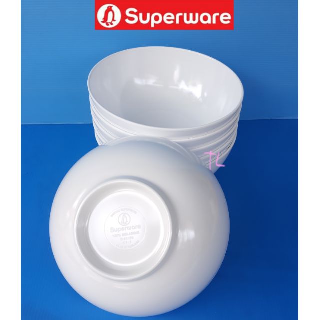 ซุปเปอร์แวร์ ชามโคม8"=6ชิ้น (ใหญ่)สีขาวซุปเปอรแวร์เกรดA ตรานกเพนกวิน เมลามีน100%