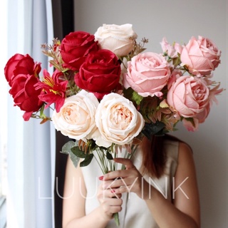 พร้อมส่งค่า ชุด1 🌹ดอกกุหลาบปลอม ช่อใหญ่ม๊าก รวมไว้หลายแบบค่ะ