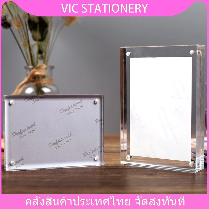กรอบรูปอะคริลิค กรอบรูป หนา20mm กรอบรูปอะคริลิคแม่เหล็ก ใส2ด้าน ใส่รูปโพลารอยด์ กรอบรูปสวย กรอบรูปอะคริลิคใส ป้ายสินค้า