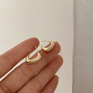 925 silver needle retro style geometric C-shaped earrings simple design earrings temperament small and versatile earring