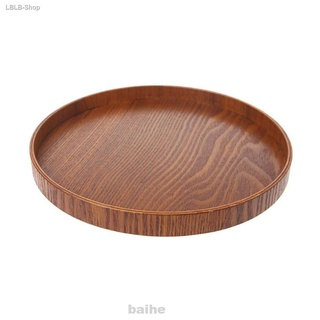 ins△✟Rustic Wooden Round Tea Tray From Reclaimed Timber - Dark Oak Finish Art Craft
